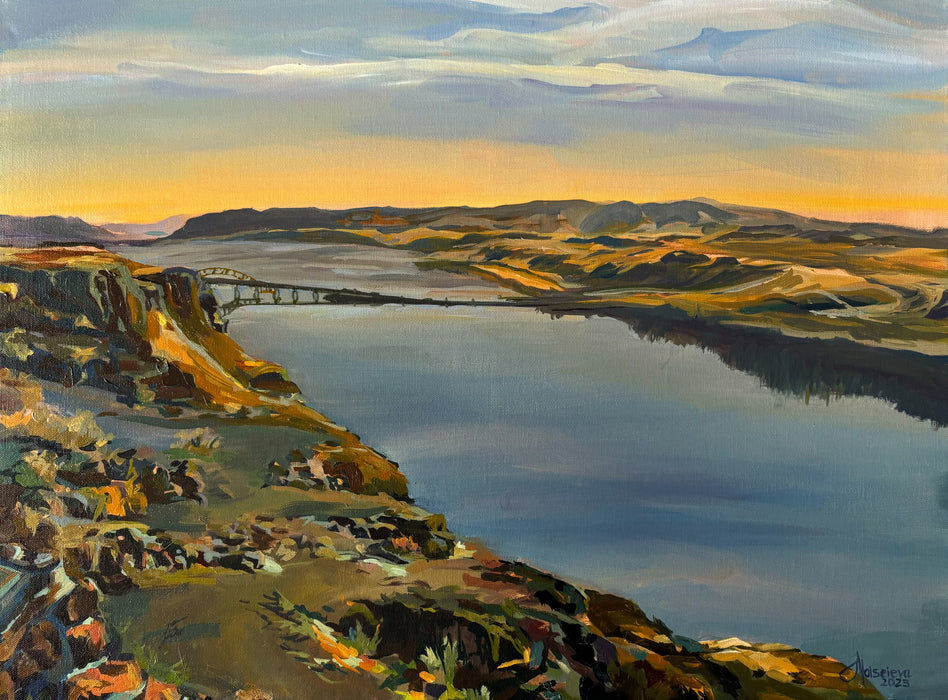 Original Hand-Painted Columbia River Oil Painting – Exclusive Landscape Art