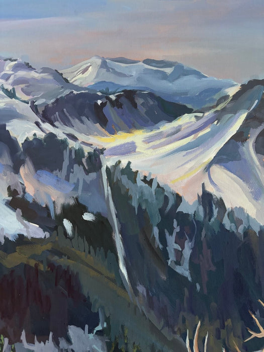 Echoes of Nature - Winter Landscape Oil Painting with Elk (30x24)