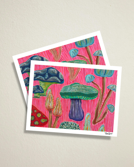 Fun Fungi - Limited Edition Fine Art Print - Pink Artwork - Nature Art for Home Decor