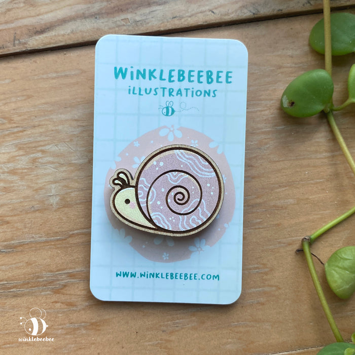 Garden Snail Pins - Laser Engraved Wood