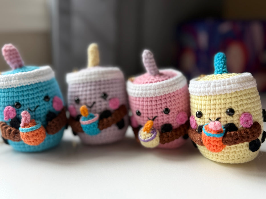Boba tea keyring,crochet keychain,amigurumi