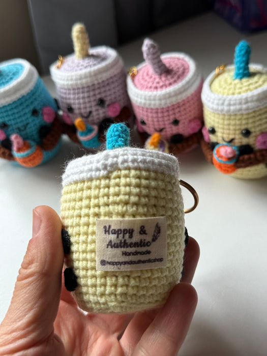 Boba tea keyring,crochet keychain,amigurumi