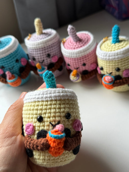 Boba tea keyring,crochet keychain,amigurumi
