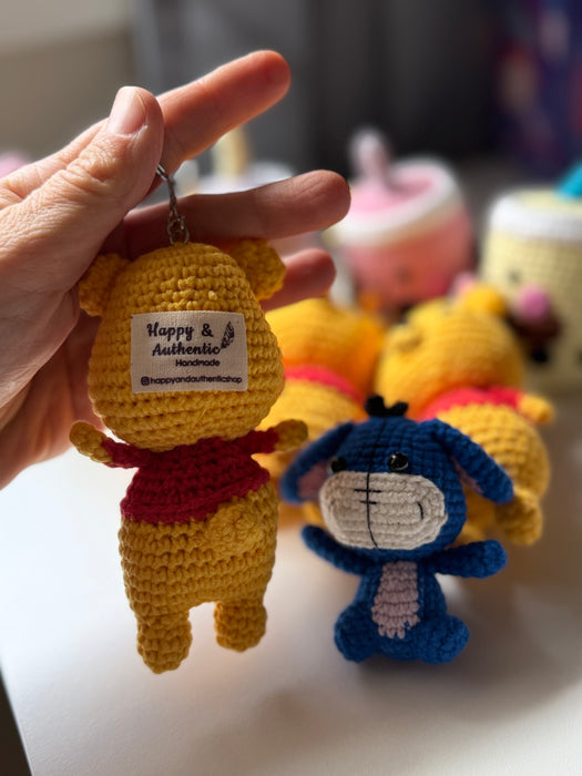 Winnie the pooh, amigurumi keychain,crochet winnie, winnie the pooh keyring,handmade  key chain
