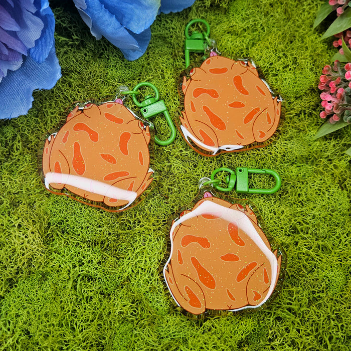 Orange Pacman Acrylic Keychain