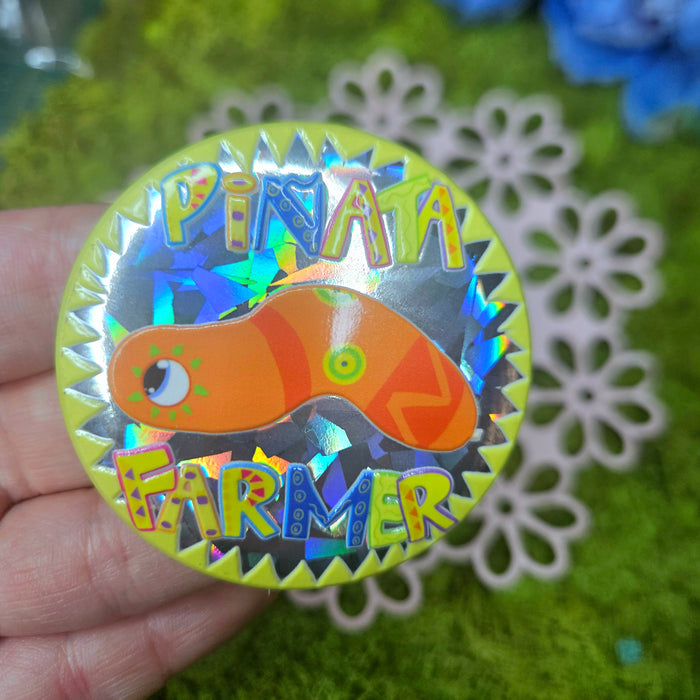 Pinata Farmer Embossed Button