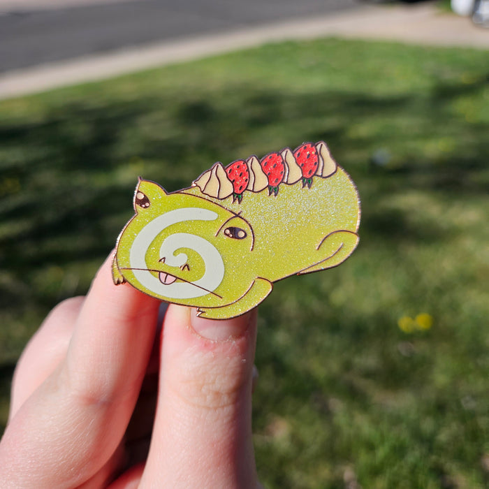 Matcha Cake Roll Frog Enamel Pin