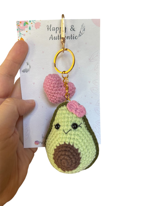 Avocado keychain, avocado bag charm, crochet avocado