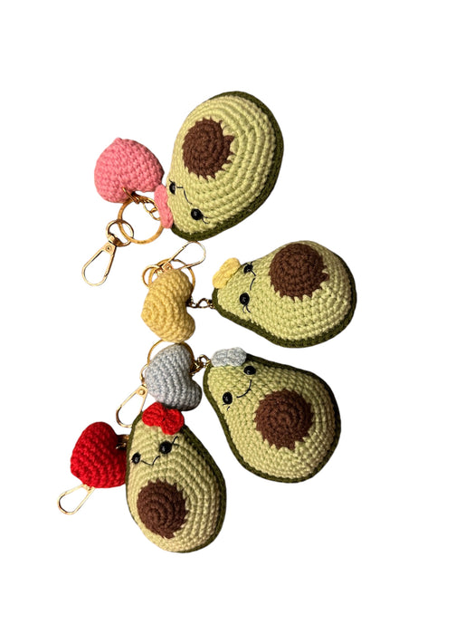 Avocado keychain, avocado bag charm, crochet avocado