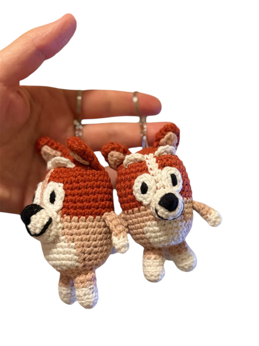 Bingo keychain, crochet bingo, bluey and bingo