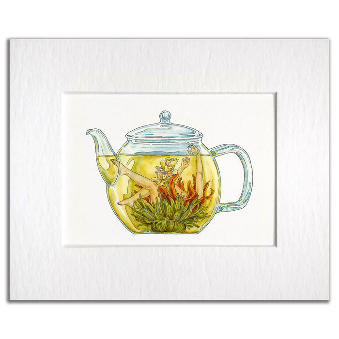 Let Me Steep & Watch Me Bloom -Teapot Art Print