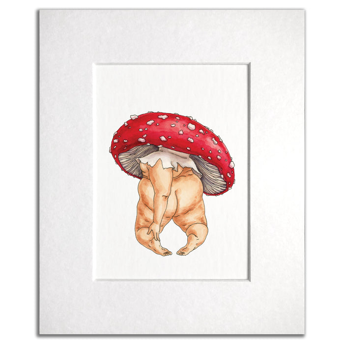 Red Cap Mushroom - Nature Art Print