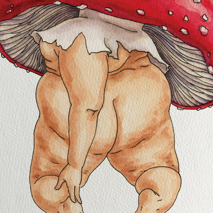 Red Cap Mushroom - Nature Art Print