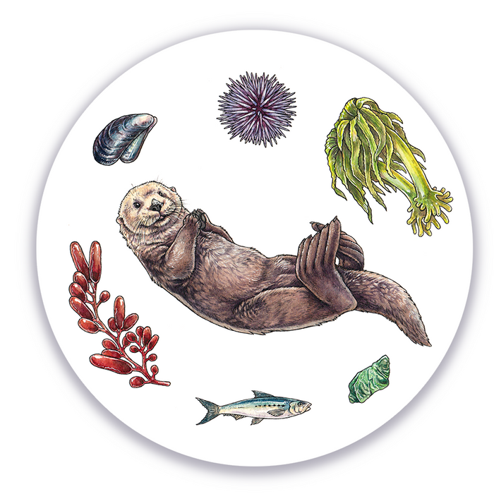 Ocean Treasures - Sea Otter Round Vinyl Sticker
