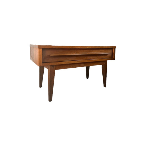 1970s Vintage Mid Century Modern End Table or Stand With Dovetailed Drawer Cherry Wood