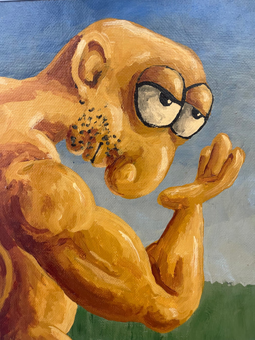 1994 Surrealist Figurative Painting of Muscular Character by H. Hordovan