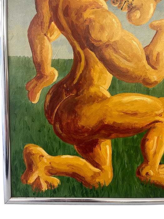 1994 Surrealist Figurative Painting of Muscular Character by H. Hordovan