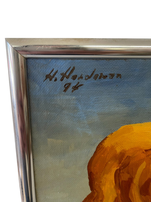 1994 Surrealist Figurative Painting of Muscular Character by H. Hordovan