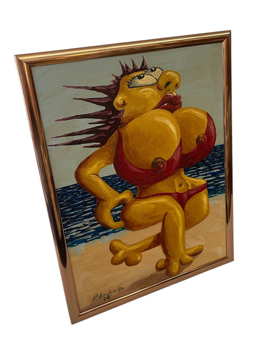 1994 Surrealist Figurative Paintings of Exaggerated Characters by H. Nordeman - Set of Two