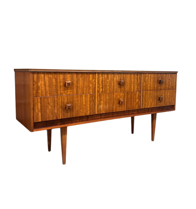 Vintage Mid Century Modern Figured Wood TV Media Console or Credenza or Accent Storage Cabinet UK Import