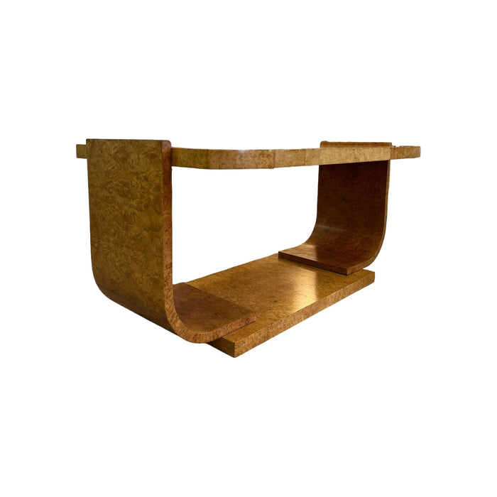 Antique 1920s Art Deco Book Matched Burl Maple Coffee Table Stand
