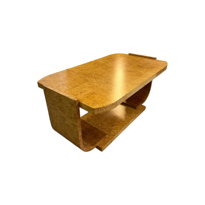 Antique 1920s Art Deco Book Matched Burl Maple Coffee Table Stand