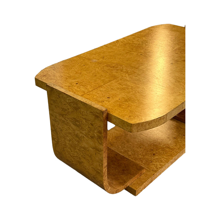 Antique 1920s Art Deco Book Matched Burl Maple Coffee Table Stand