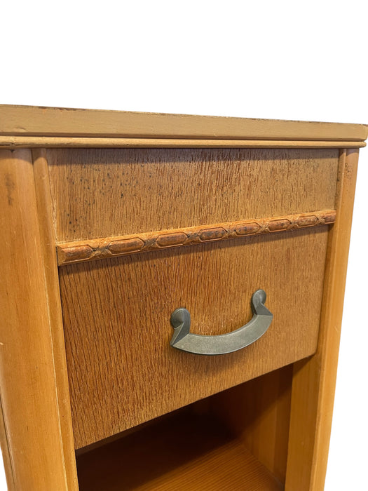 Antique Art Deco Side Table with Drawer Original Handle