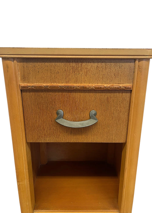 Antique Art Deco Side Table with Drawer Original Handle