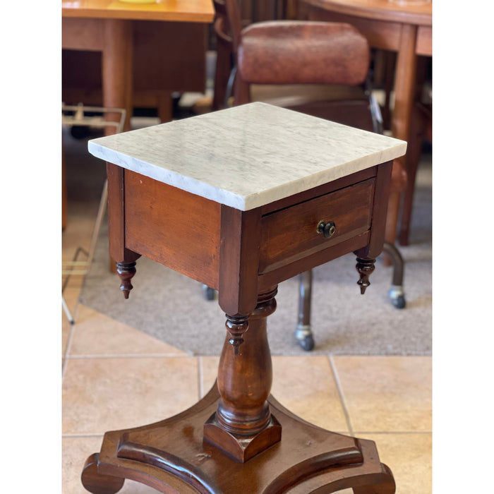 Antique End Table Stand with Dovetail Drawers Stone Top (Available by Online Purchase Only)