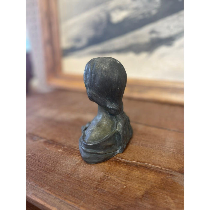 Antique Style Unsigned Sculpture of a Woman with Flower Detail