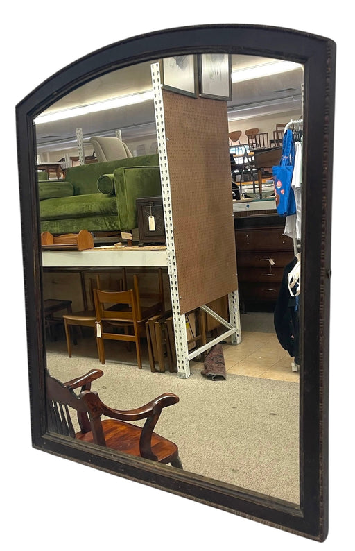 Antique Wall Mirror with Arched Top and Carved Wood Frame