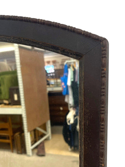 Antique Wall Mirror with Arched Top and Carved Wood Frame