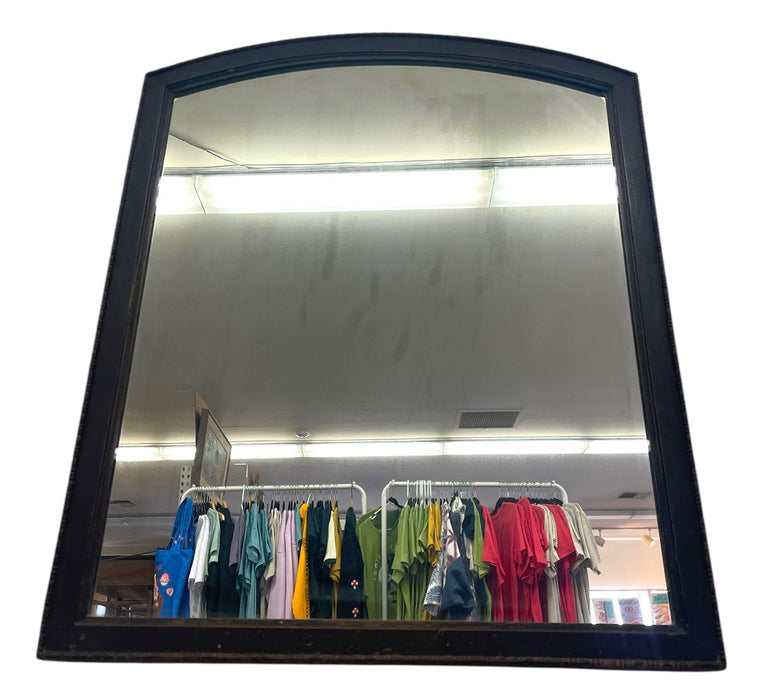 Antique Wall Mirror with Arched Top and Carved Wood Frame
