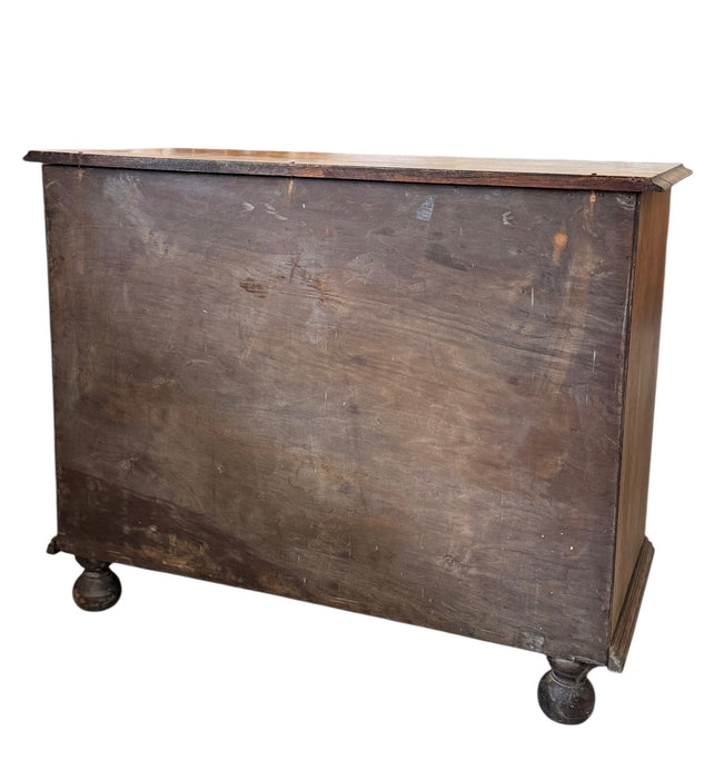 Early 20th Century Antique Jacobean Style English Cabinet with Oak Construction and Metal Drop Pulls