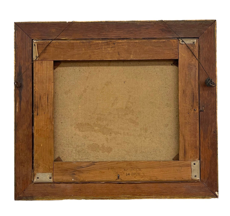 Early 20th Century Painting of Monk at Monastery Entrance Framed Architectural Religious Scene