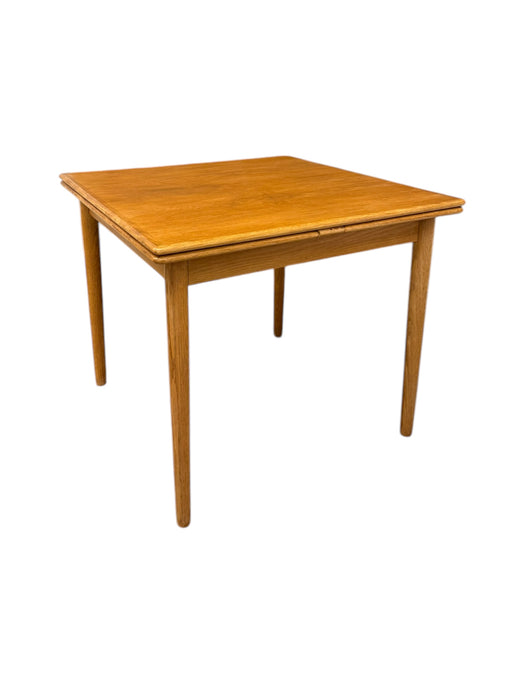 Vintage Danish Mid Century Modern Oak Dining Table With Two Pull Out Leaves