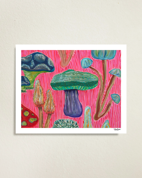 Fun Fungi - Limited Edition Fine Art Print - Pink Artwork - Nature Art for Home Decor