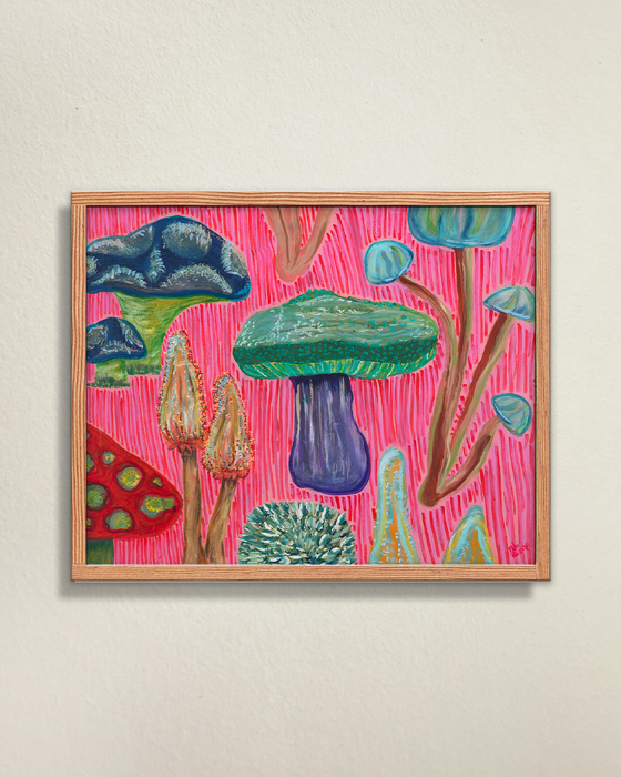 Fun Fungi – Vibrant Mushroom Fine Art Print, Framed Wall Art for Home Decor