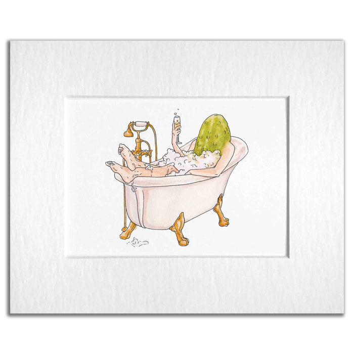 Pickled - Pickle in Bathtub Art Print