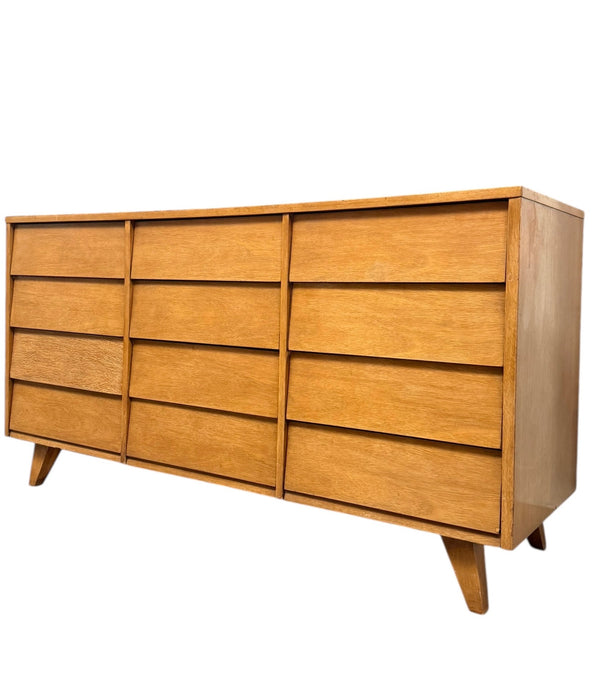 Vintage Mid Century Modern 12-Drawer Dresser Dovetailed Drawers by Kent Coffey