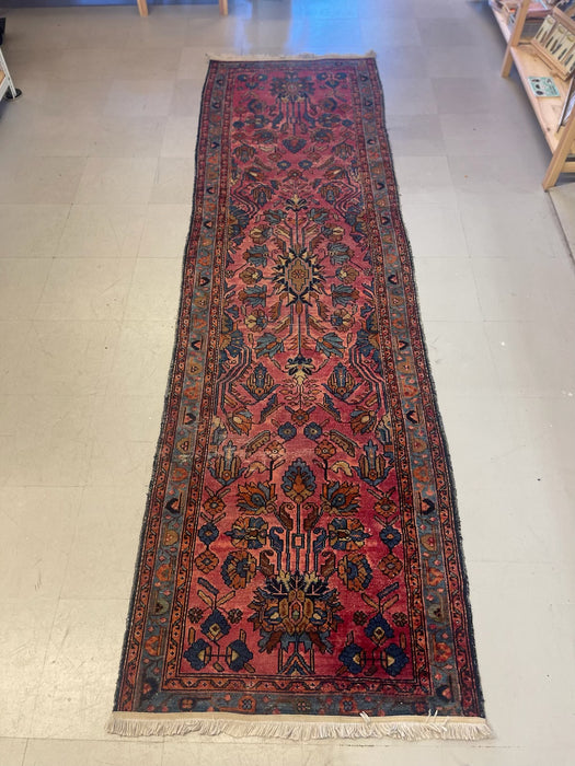 Possibly Antique Persian Hamadan Runner Rug, Hand-Knotted Wool, Red and Blue Floral Design, circa 1920s( Available by online purchase only )