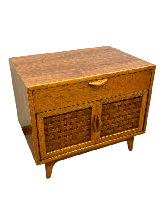 Mid-Century Modern Likely Oak Woven Front Cabinet by Lane Furniture, Altavista VA, 1970s