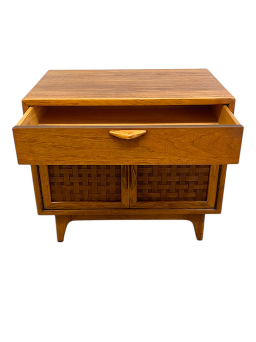 Mid-Century Modern Likely Oak Woven Front Cabinet by Lane Furniture, Altavista VA, 1970s
