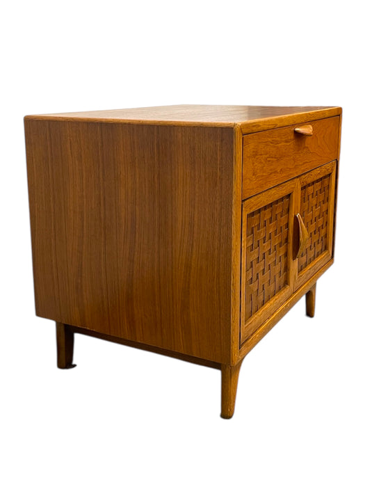 Mid-Century Modern Likely Oak Woven Front Cabinet by Lane Furniture, Altavista VA, 1970s