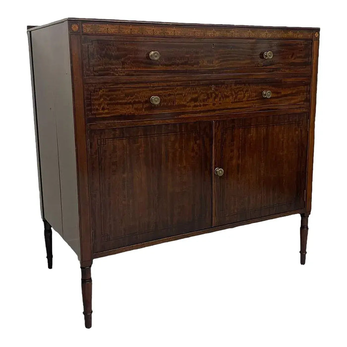 Antique Edwardian Cabinet Buffet With Wood Inlay. Uk Import.Circa 1905