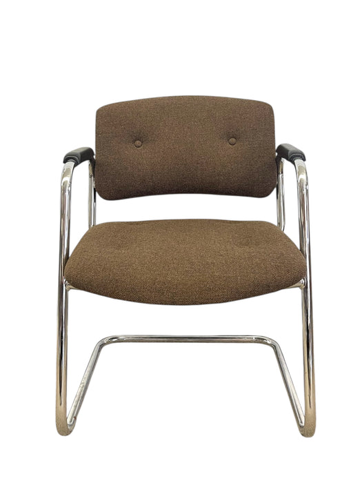 Vintage Chrome Toned Cantilever Armchair - Mid-Century Modern Office or Accent Chair