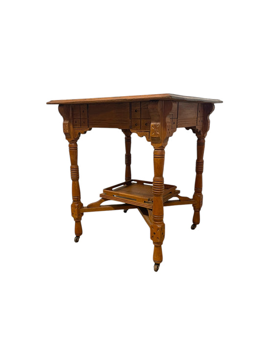 Antique Victorian Era Oak Occasion Side Table or Entryway Accent Table, Late 19th Century