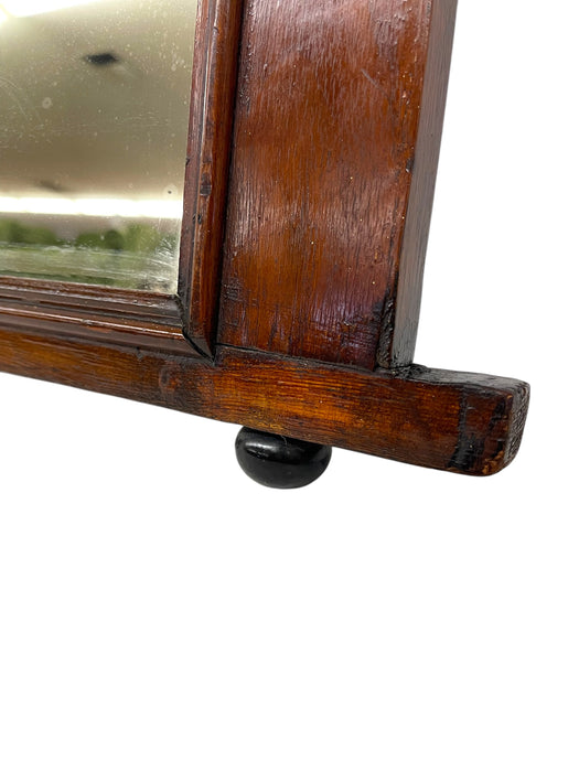 Possibly Antique Arts and Crafts Painted Mahogany Toned Wall Mirror with Geometric and Floral Marquetry, Early 20th Century