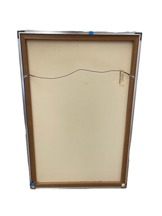 Vintage Abstract Figurative Mixed Media Drawing with Pastel Accents in Metal Frame